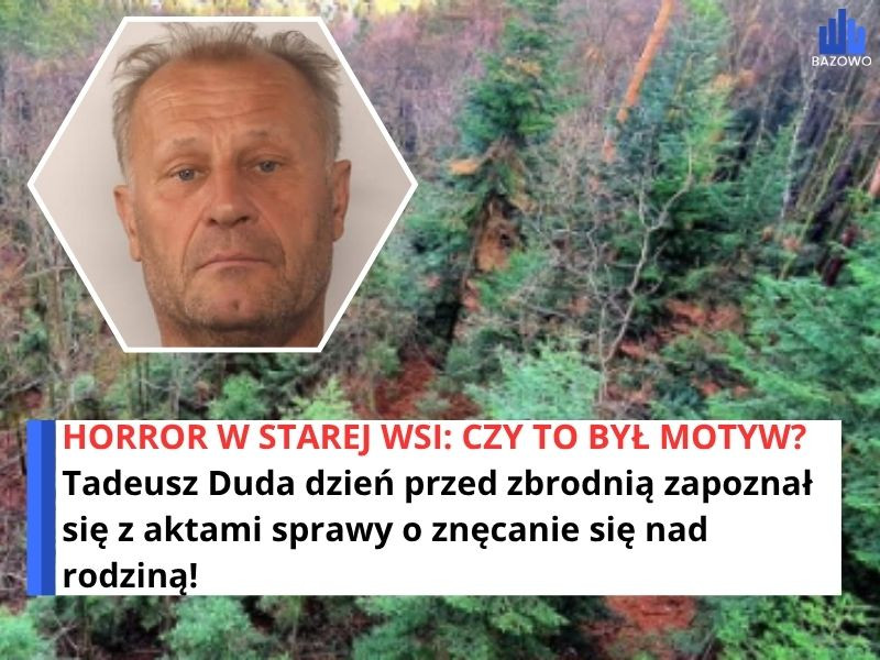 HORROR W STAREJ WSI: CZY TO BYŁ MOTYW? Tadeusz Duda dzień przed zbrodnią zapoznał się z aktami sprawy o znęcanie się nad rodziną!